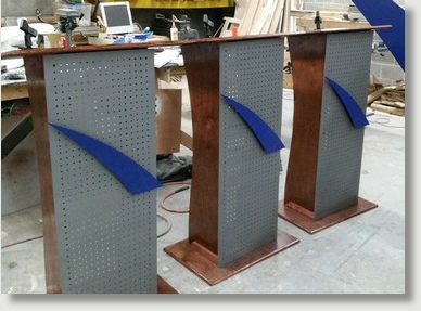 Uniquely DC Elite Wooden Presidential  lecterns / Podiums with built in confidence monitors for business meetings and special events.