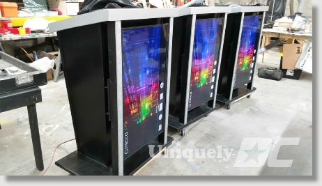 Uniquely DC LED screen lecterns / Podiums for business meetings and special events.