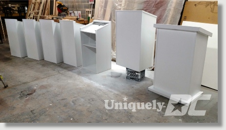 Uniquely DC white lighted lecterns / Podiums for business meetings and special events.