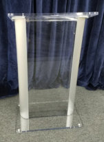 Acrylic and Silver lectern podium rental