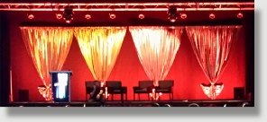 Uniquely DC Stage drapery for business meetings and general session productions.